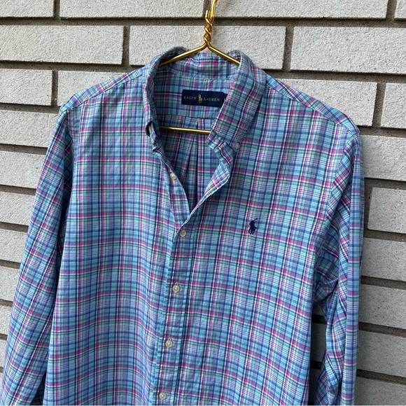 Ralph Lauren Men’s Medium Multicolor Plaid Button Down Shirt 100% Cotton - Picture 2 of 8